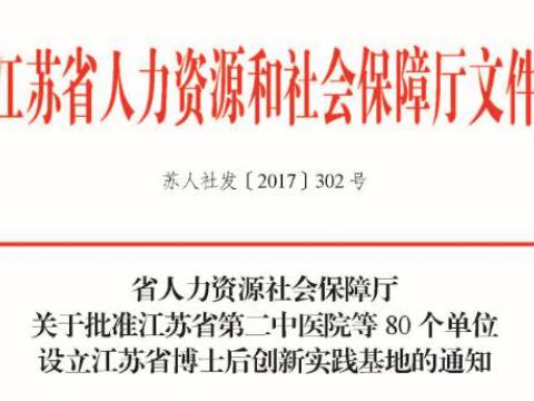 我公司被批准设立“江苏省博士后创新实践基地”